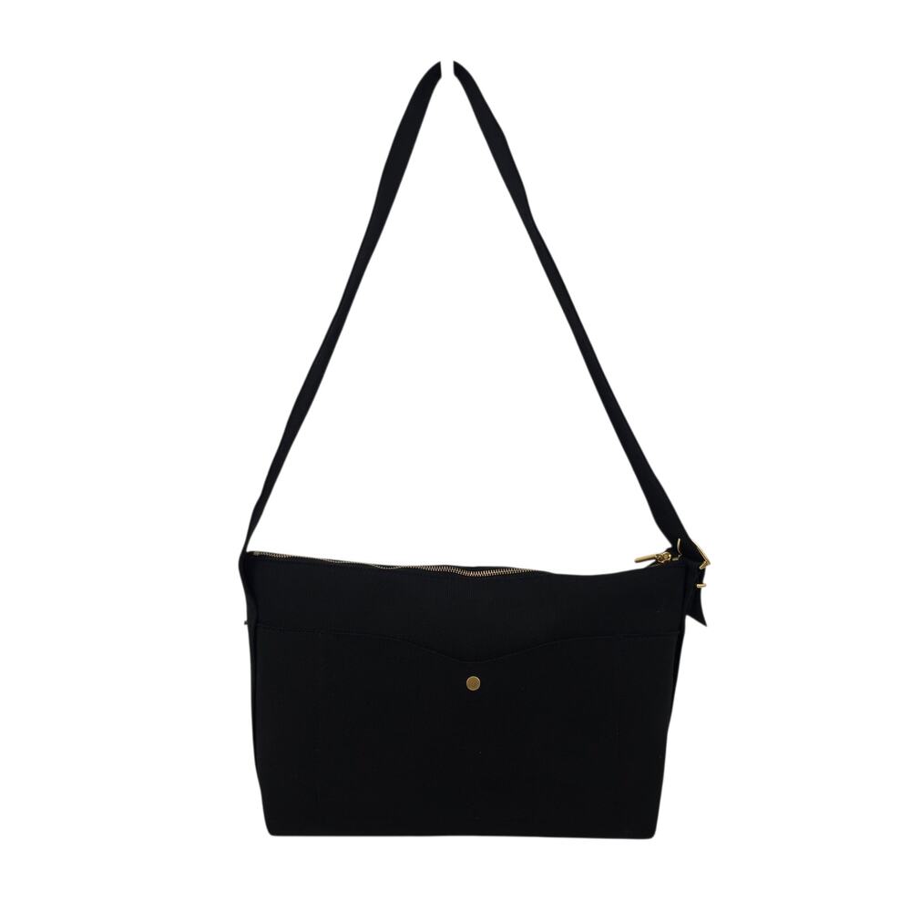 Cuyana Black Recycled Knit Medium Sling Zip Top Adjustable Strap Shoulder Bag